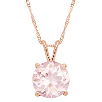 Alyson Layne 14k Gold Round Morganite Pendant Necklace