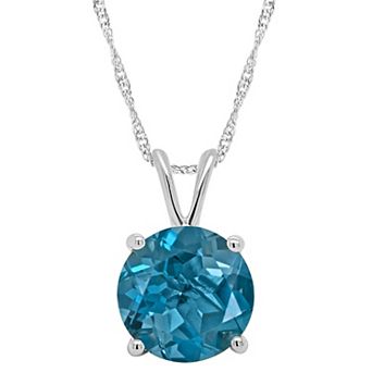 Alyson Layne 14k Gold Round London Blue Topaz Pendant Necklace