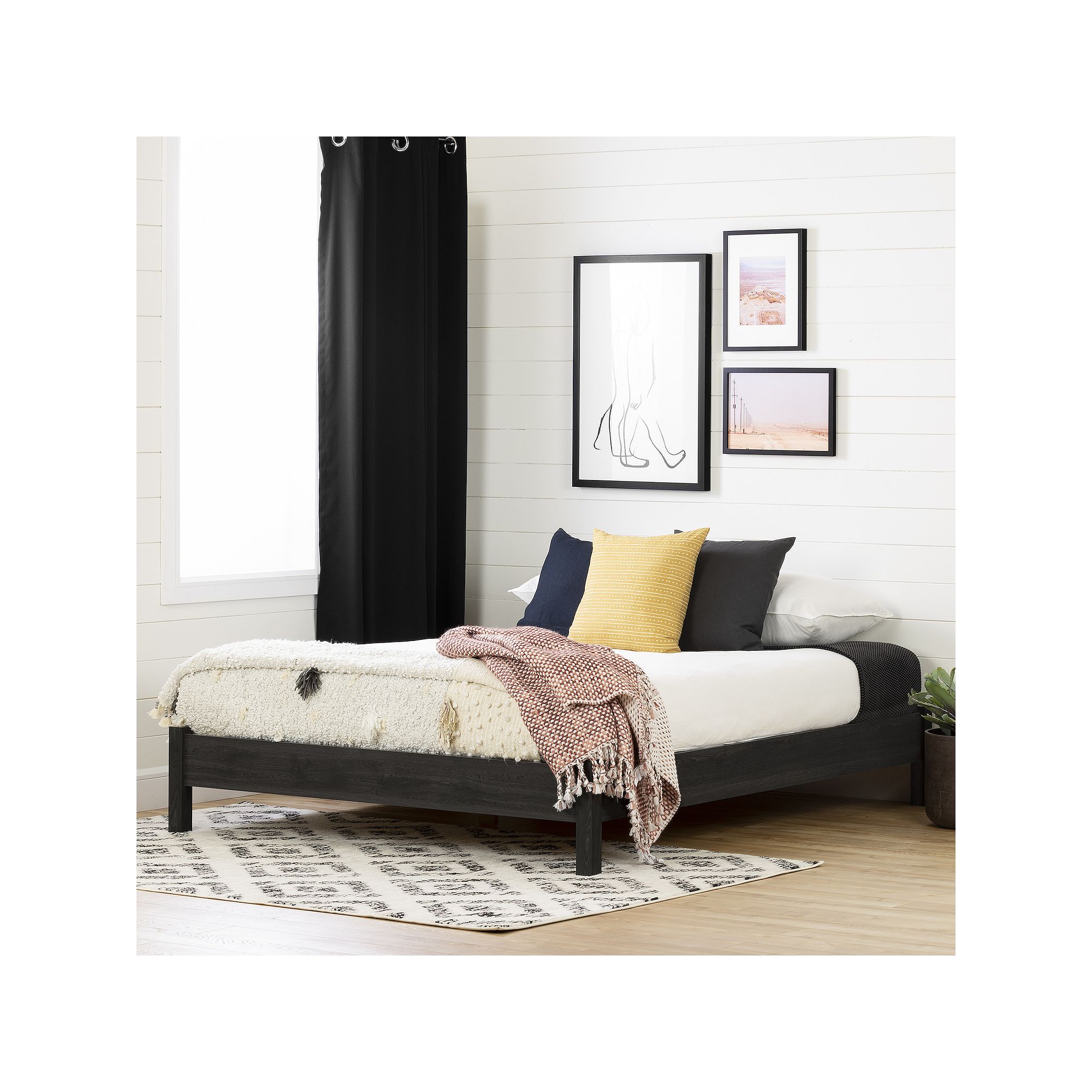 South Shore Lensky Queen Platform Bed, Gray