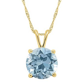 Alyson Layne 14k Gold Round Sky Blue Topaz Pendant Necklace