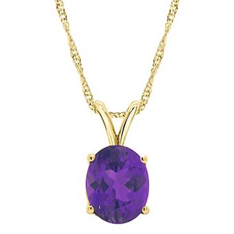 Alyson Layne 14k Gold Oval Amethyst Pendant Necklace