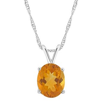 Alyson Layne 14k Gold Oval Citrine Pendant Necklace