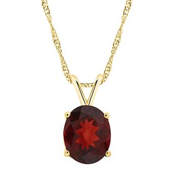 Alyson Layne 14k Gold Oval Garnet Pendant Necklace