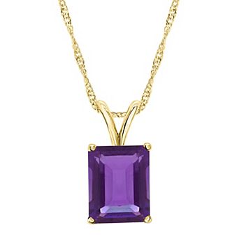 Alyson Layne 14k Gold Emerald Cut Amethyst Pendant Necklace
