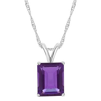 Alyson Layne 14k Gold Emerald Cut Amethyst Pendant Necklace