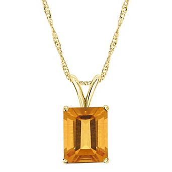 Alyson Layne 14k Gold Emerald Cut Citrine Pendant Necklace