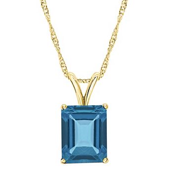 Alyson Layne 14k Gold Emerald Cut London Blue Topaz Pendant Necklace