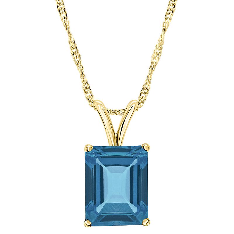 Alyson Layne 14k Gold Emerald Cut London Blue Topaz Pendant Necklace, Wome