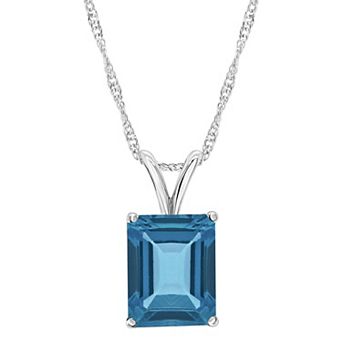 Alyson Layne 14k Gold Emerald Cut London Blue Topaz Pendant Necklace