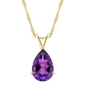 Alyson Layne 14k Gold Pear Cut Amethyst Pendant Necklace