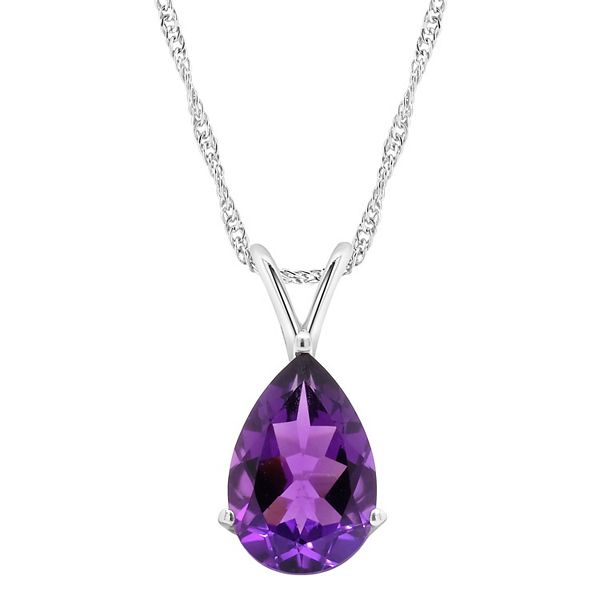 Alyson Layne 14k Gold Pear Cut Amethyst Pendant Necklace