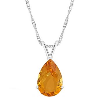 Alyson Layne 14k Gold Pear Cut Citrine Pendant Necklace