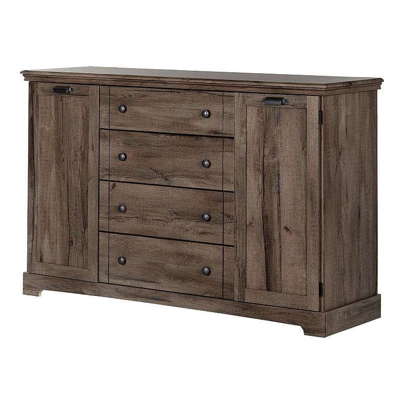 South Shore Lilak 4-Drawer Dresser with Doors, Brown