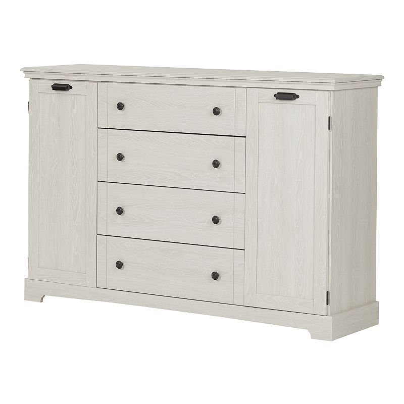South Shore Lilak 4-Drawer Dresser with Doors, White