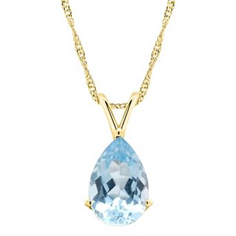 Alyson Layne 14k Gold Pear Cut Sky Blue Topaz Pendant Necklace