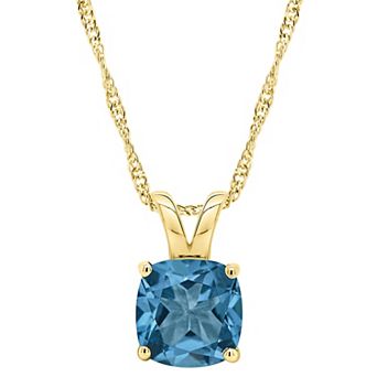 Alyson Layne 14k Gold Cushion London Blue Topaz Pendant Necklace