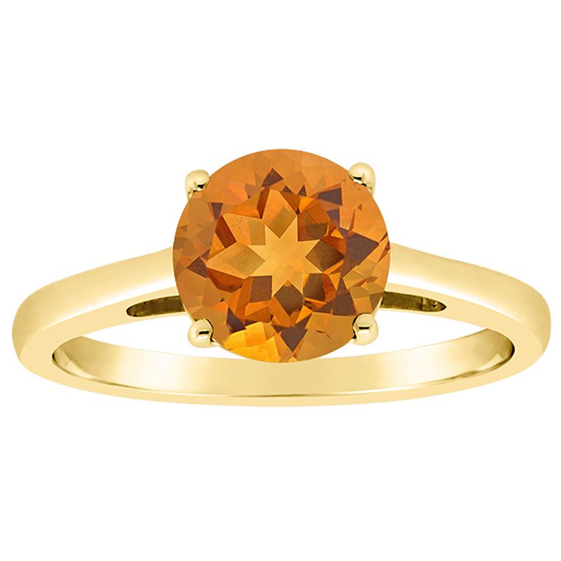 Alyson Layne 14k Gold Round Citrine Solitaire Ring, Womens, Size: 5, Orang