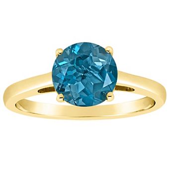 Alyson Layne 14k Gold Round London Blue Topaz Solitaire Ring