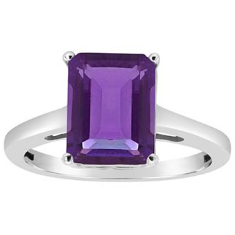 Alyson Layne 14k Gold Emerald Cut Amethyst Solitaire Ring