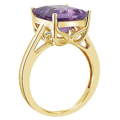 Alyson Layne 14k Gold Emerald Cut Amethyst Solitaire Ring
