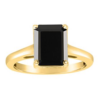Alyson Layne 14k Gold Emerald Cut Black Onyx Solitaire Ring