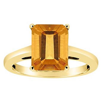 Alyson Layne 14k Gold Emerald Cut Citrine Solitaire Ring
