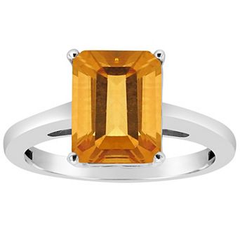 Alyson Layne 14k Gold Emerald Cut Citrine Solitaire Ring