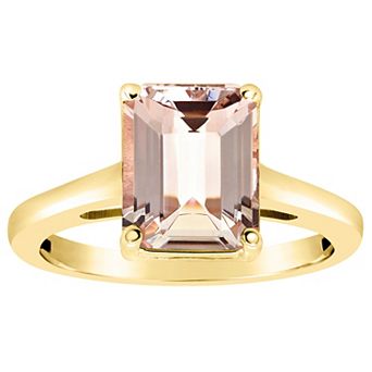 Alyson Layne 14k Gold Emerald Cut Morganite Solitaire Ring