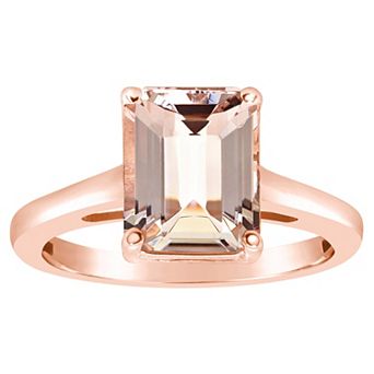 Alyson Layne 14k Gold Emerald Cut Morganite Solitaire Ring