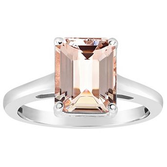 Alyson Layne 14k Gold Emerald Cut Morganite Solitaire Ring