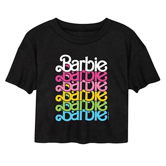 Juniors' Barbie Logo Stacked Cropped Tee