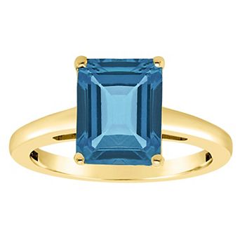 Alyson Layne 14k Gold Emerald Cut London Blue Topaz Solitaire Ring