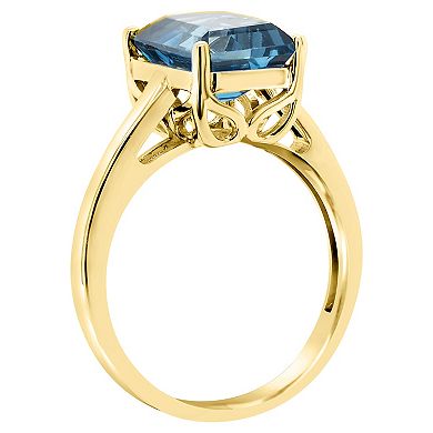 Alyson Layne 14k Gold Emerald Cut London Blue Topaz Solitaire Ring
