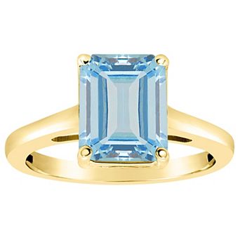 Alyson Layne 14k Gold Emerald Cut Sky Blue Topaz Solitaire Ring