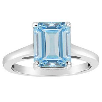 Alyson Layne 14k Gold Emerald Cut Sky Blue Topaz Solitaire Ring