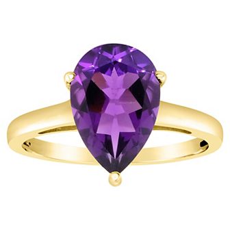Alyson Layne 14k Gold Pear Cut Amethyst Solitaire Ring