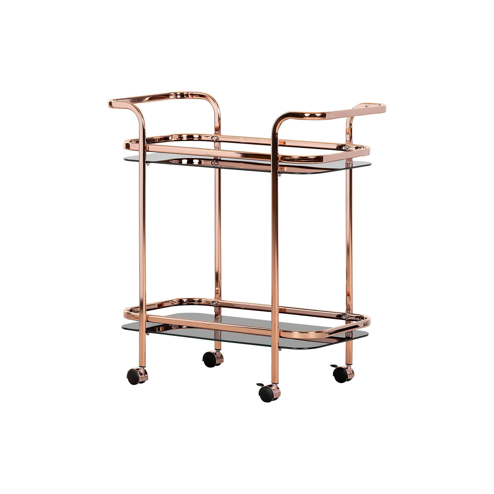 South Shore Maliza Bar Cart, Rose Gold Smoked Glass