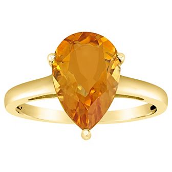 Alyson Layne 14k Gold Pear Cut Citrine Solitaire Ring