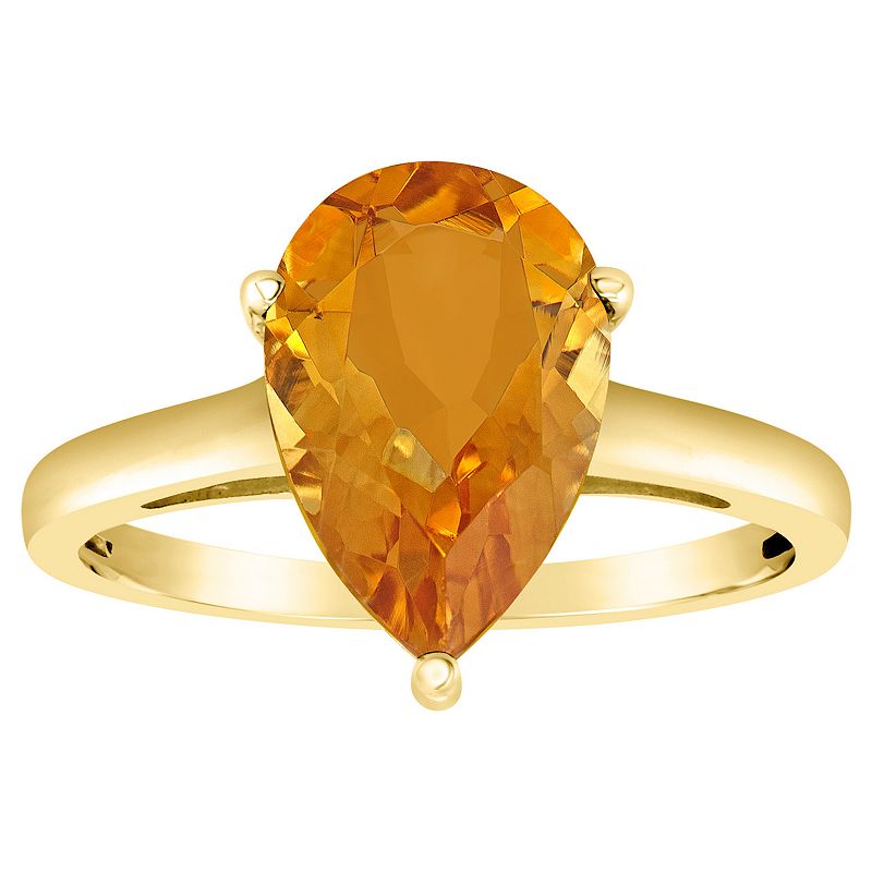 Alyson Layne 14k Gold Pear Cut Citrine Solitaire Ring, Womens, Size: 5, Or