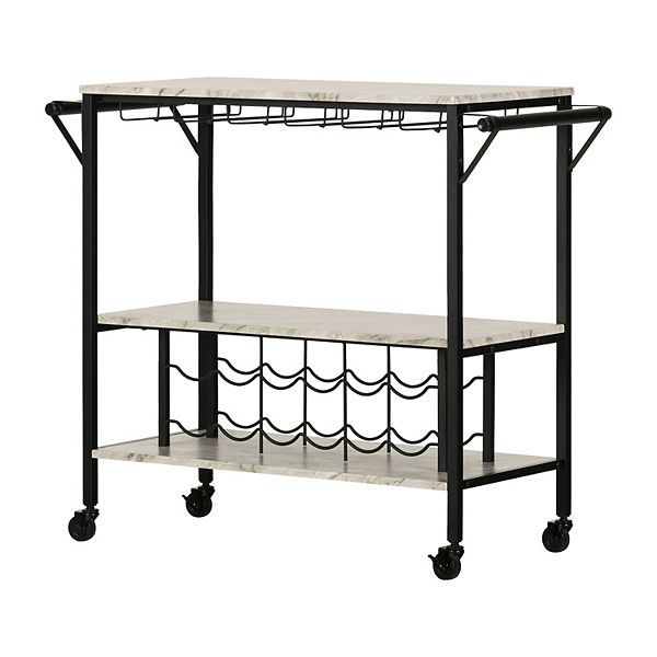 Maliza Bar Cart with Wine Bottle Storage and Wine Glass Rack Black - South Shore