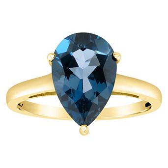 Alyson Layne 14k Gold Pear Cut London Blue Topaz Solitaire Ring