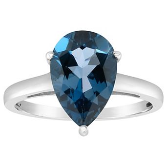 Alyson Layne 14k Gold Pear Cut London Blue Topaz Solitaire Ring