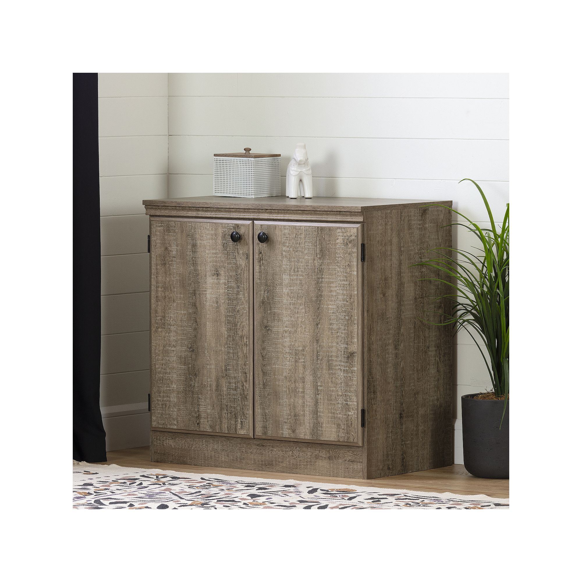 South Shore Morgan Small 2-Door Storage Cabinet, Weathered