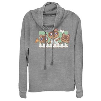 Juniors' Animal Crossing New Horizons Nook Family Portrait Cowlneck Graphic Lightweight Long Sleeve