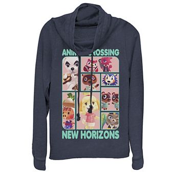Juniors' Animal Crossing New Horizons Group Box Cowlneck Graphic Lightweight Long Sleeve