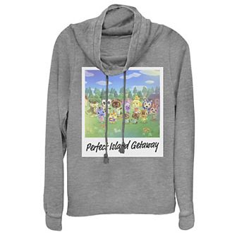 Juniors' Animal Crossing: New Horizons Island Getaway Cowlneck Graphic Lightweight Long Sleeve