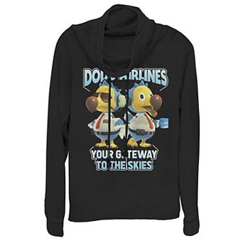 Juniors' Animal Crossing Dodo Airlines Cowlneck Graphic Lightweight Long Sleeve