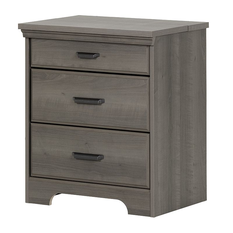 South Shore Versa Nightstand with Charging Station, Grey