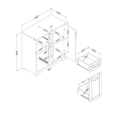 South Shore Vietti Bar Cabinet & Bottle Storage