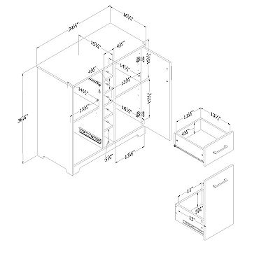 South Shore Vietti Bar Cabinet & Bottle Storage